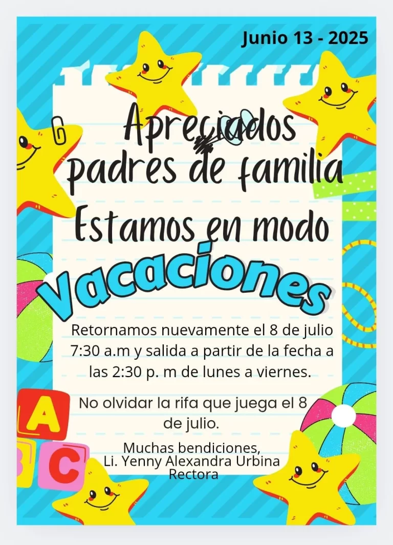 En el Gimnasio Los Ángeles estamos en vacaciones